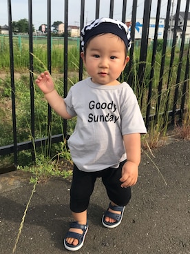 「1歳半」｜「アイテム（ハンチング/ベレー帽）」を使った、あややさん（キッズ・80cm）の夏コーディネート