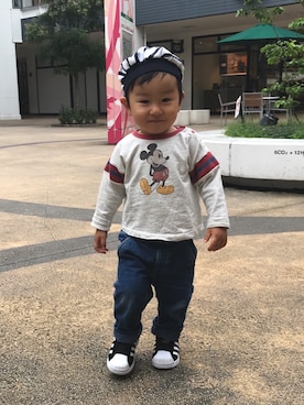 「ミッキー」｜「アイテム（ハンチング/ベレー帽）」を使った、あややさん（キッズ・90cm）の秋コーディネート