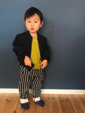 「COMME CA ISM（コムサイズム）のアイテム（MA-1）」を使った、あややさん（キッズ・90cm）の冬コーディネート