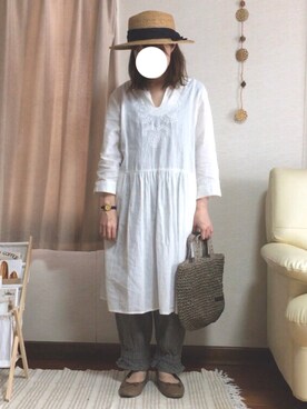 「Crisp（クリスプ）のアイテム（シャツワンピース）」を使った、sariさん（レディース・150cm）の春コーディネート