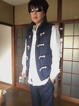 「TAKA-Q（タカキュー）のアイテム（ダウンジャケット/コート）」を使った、シーナさん（メンズ・179cm）の春コーディネート