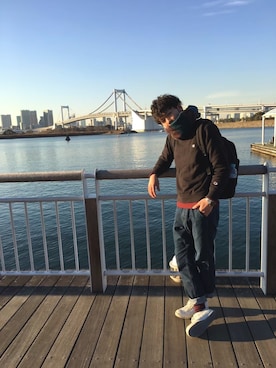 「Champion（チャンピオン）のアイテム（スウェット）」を使った、ガチャさん（メンズ・173cm）の冬コーディネート