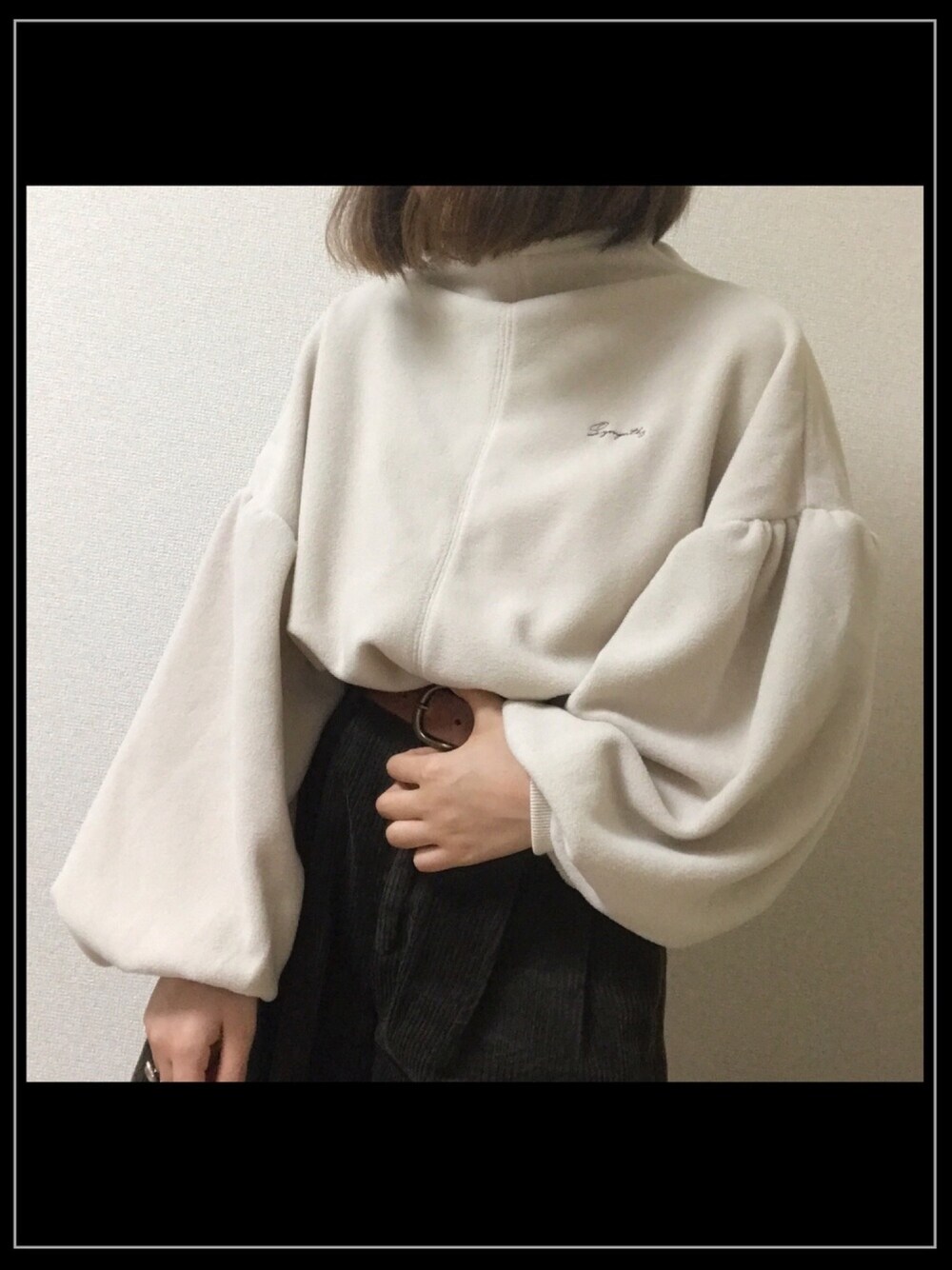 「スポーツMIX'18秋、秋のコーデ、秋服、カジュアルコーデ、フリース、ラフ、ボリューム袖、タックイン、コーデュロイ、秋服準備はじめました」｜「merry jennyのsympathyフリースTOPS（Tシャツ/カットソー、ホワイト系）」を使った、あらかわみか（みかんぬ）さん（レディース・158cm）の秋コーディネートの1枚目の写真