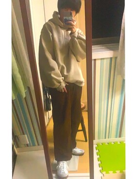 「epnok（エプノック）のアイテム（パーカー）」を使った、おもち  相互さん（メンズ・169cm）の秋コーディネート