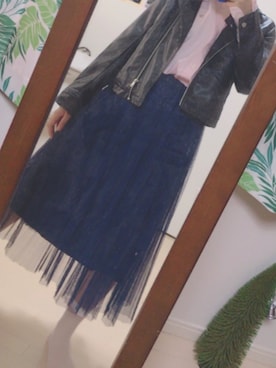 「AS KNOW AS plus（アズノゥアズプラス）のアイテム（ライダースジャケット）」を使った、ryoさん（レディース・158cm）の秋コーディネート