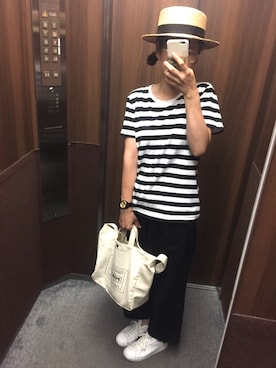 「SALON adam et rope'（サロン アダム エ ロペ）のアイテム（ハット）」を使った、SAさん（レディース・158cm）の夏コーディネート