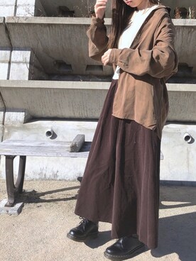 「Kastane（カスタネ）のパターン編みメッシュリブニット（ニット/セーター）」を使った、Tomoyoさん（レディース・153cm）の冬コーディネート