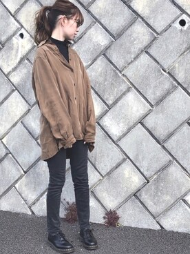 「Dr. Martens（ドクターマーチン）のDr.Martens / ドクターマーチン 1461 3EYE GIBSON SHOE 3ホール ギブソン シューズ ブーツ（ブーツ）」を使った、Tomoyoさん（レディース・153cm）の冬コーディネート