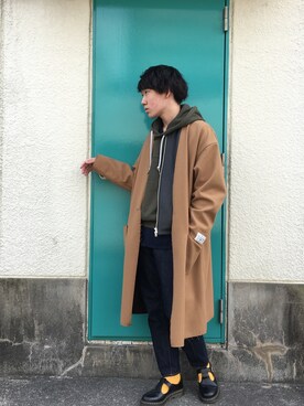 「UNUSED」｜「アイテム（ライダースジャケット）」を使った、まいぐま こうきさん（メンズ・170cm）の冬コーディネート