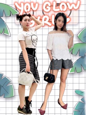 「YSL（ワイエスエル）のアイテム（トップス）」を使った、0Jingさん（レディース・168cm）の夏コーディネート