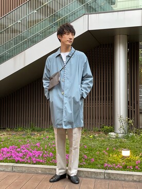 「アーバンリサーチ」｜「アイテム（ステンカラーコート）」を使った、naokiotsuboさん（メンズ・183cm）の春コーディネート