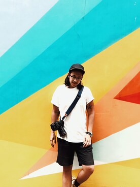 「TOPMAN（トップマン）のアイテム（Tシャツ/カットソー）」を使った、mrballさん（メンズ・172cm）の夏コーディネート