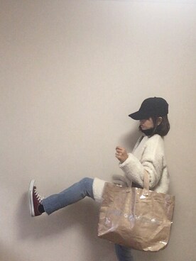「ペーパーバッグ」｜「アイテム（その他アウター）」を使った、🅨Ⓤ🅒🅞さん（レディース・157cm）の冬コーディネート
