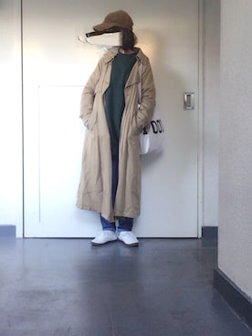 「BEAUTY&YOUTH UNITED ARROWS（ビューティーアンドユースユナイテッドアローズ）のBY ビッグコーディロイキャップ（キャップ、ブラウン系）」を使った、🅨Ⓤ🅒🅞さん（レディース）の春コーディネート