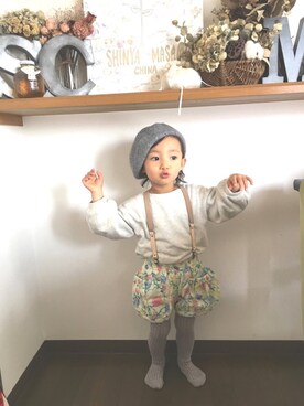 「fafa（フェフェ）のアイテム（パンツ）」を使った、china *saeさん（キッズ・80cm）の冬コーディネート