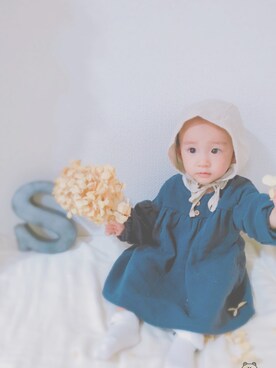 「ボンネット」｜「アイテム（その他）」を使った、china *saeさん（キッズ・90cm）の秋コーディネート