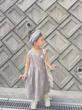 「カシュクールワンピース」｜「アイテム（レッグウェア）」を使った、china *saeさん（キッズ・90cm）の秋コーディネート