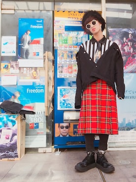 「タータンチェック」｜カ マ ノさん（メンズ・180cm）の春コーディネート