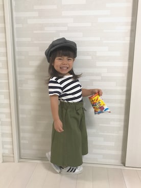 「アイテム（キャスケット）」を使った、✩しーちゃろ✩さん（キッズ・90cm）の秋コーディネート