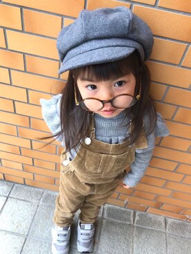 「キッスコーデ」｜「アイテム（サロペット/オーバーオール）」を使った、✩しーちゃろ✩さん（キッズ・90cm）の冬コーディネート