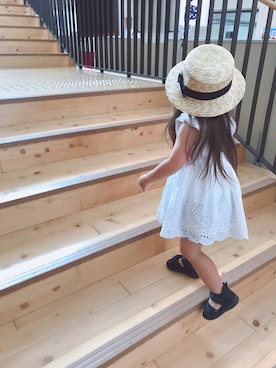 「韓国のアイテム（ハット、ベージュ系）」を使った、✩しーちゃろ✩さん（キッズ・100cm）の夏コーディネート