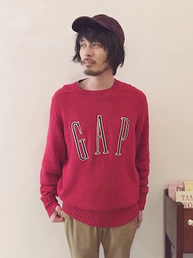 「GAP（ギャップ）のアイテム（キャップ）」を使った、時田健太さん（メンズ・175cm）の冬コーディネート