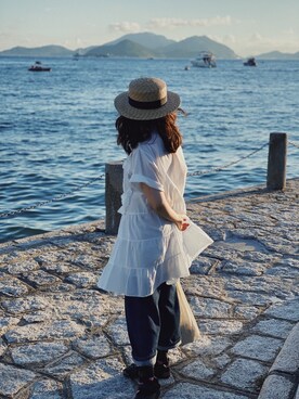 「holiday」｜「アイテム（チュニック）」を使った、priscaaaさん（レディース・155cm）の夏コーディネート