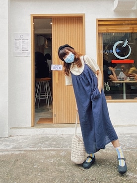 「66girls（ユクユクガールズ）のアイテム（ハンチング/ベレー帽、ブラック系）」を使った、priscaaaさん（レディース）の夏コーディネート