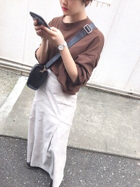 「Daniel Wellington（ダニエルウェリントン）の販売終了クラシックペティット アッシュフィールド32mm（アナログ腕時計）」を使った、さあやさん（レディース・155cm）の秋コーディネート