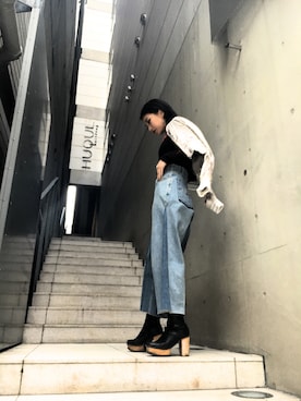 「MIHARAYASUHIRO（ミハラヤスヒロ）のアイテム（ブルゾン）」を使った、yurina katsuraさん（レディース・165cm）の冬コーディネート