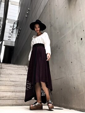 「BACKLASH（バックラッシュ）のアイテム（帽子）」を使った、yurina katsuraさん（レディース・165cm）の夏コーディネート