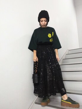 「gilet（ジレ）のアイテム」を使った、yurina katsuraさん（レディース・165cm）の秋コーディネート