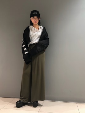 「MIHARAYASUHIRO（ミハラヤスヒロ）のアイテム（ブルゾン）」を使った、yurina katsuraさん（レディース・165cm）の冬コーディネート