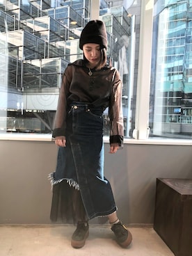 「gilet（ジレ）のアイテム」を使った、yurina katsuraさん（レディース・165cm）の冬コーディネート
