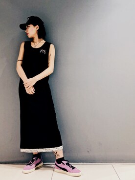 「roar（ロアー）のアイテム（キャップ）」を使った、yurina katsuraさん（レディース・165cm）の春コーディネート