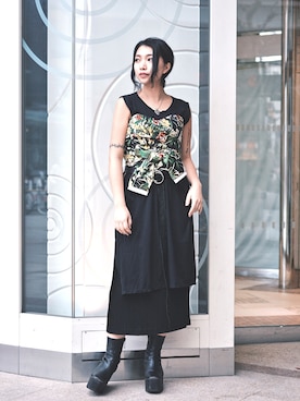 「KMRii（ケムリ）のアイテム（ワンピース/ドレス）」を使った、yurina katsuraさん（レディース・165cm）の春コーディネート