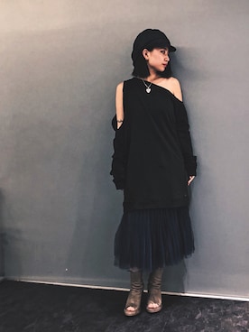 「mode」｜「アイテム（帽子）」を使った、yurina katsuraさん（レディース・165cm）の春コーディネート