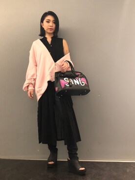 「ADDICT NOIR（アディクトノアー）のアイテム（ブルゾン）」を使った、yurina katsuraさん（レディース・165cm）の春コーディネート