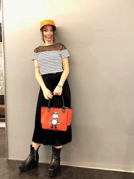 「SECOND LAB.（セカンド ラブ）のアイテム（帽子）」を使った、yurina katsuraさん（レディース・165cm）の夏コーディネート
