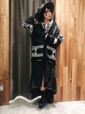 「BACKLASH（バックラッシュ）のアイテム（帽子）」を使った、yurina katsuraさん（レディース・165cm）の冬コーディネート