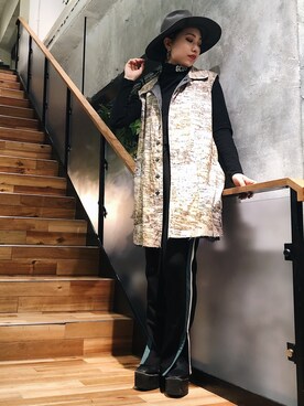 「BACKLASH（バックラッシュ）のアイテム（帽子）」を使った、yurina katsuraさん（レディース・165cm）の冬コーディネート