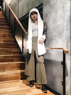 「stud.（スタッド）のアイテム（カーディガン/ボレロ）」を使った、yurina katsuraさん（レディース・165cm）の冬コーディネート