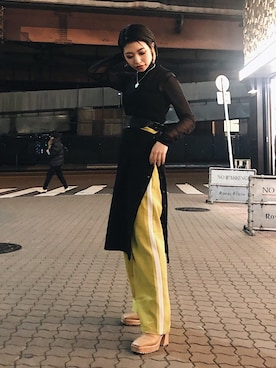 「Yasutoshi Ezumi（ヤストシエズミ）のアイテム（パンツ）」を使った、yurina katsuraさん（レディース・165cm）の冬コーディネート