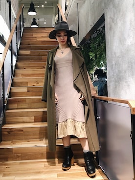 「BACKLASH（バックラッシュ）のアイテム（帽子）」を使った、yurina katsuraさん（レディース・165cm）の冬コーディネート