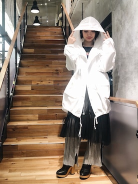 「シースルーワンピース」｜「アイテム（ジャケット/アウター）」を使った、yurina katsuraさん（レディース・165cm）の冬コーディネート