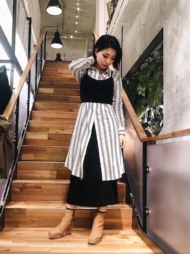 「stud.（スタッド）のアイテム（スカート）」を使った、yurina katsuraさん（レディース・165cm）の冬コーディネート