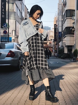 「ADDICT NOIR（アディクトノアー）のアイテム（ジャケット/アウター）」を使った、yurina katsuraさん（レディース・165cm）の春コーディネート