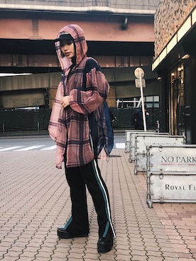 「ADDICT NOIR（アディクトノアー）のアイテム（ジャケット/アウター）」を使った、yurina katsuraさん（レディース・165cm）の春コーディネート