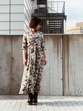「ボタニカル」｜「アイテム（アクセサリー）」を使った、yurina katsuraさん（レディース・165cm）の春コーディネート