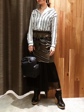 「stud.（スタッド）のアイテム（トップス）」を使った、yurina katsuraさん（レディース・165cm）の夏コーディネート